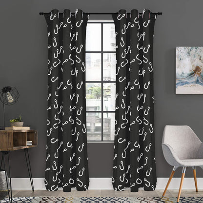 Fishing Hooks Pattern Print Curtain