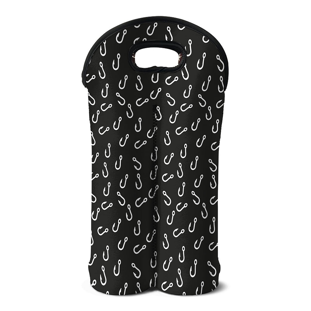 Fishing Hooks Pattern Print Double Neoprene Wine Tote