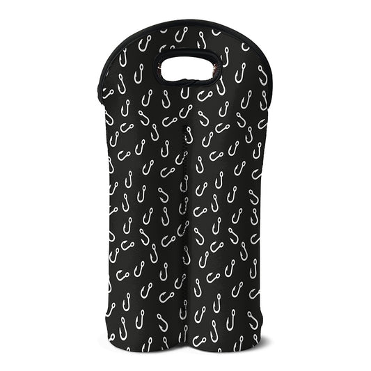 Fishing Hooks Pattern Print Double Neoprene Wine Tote