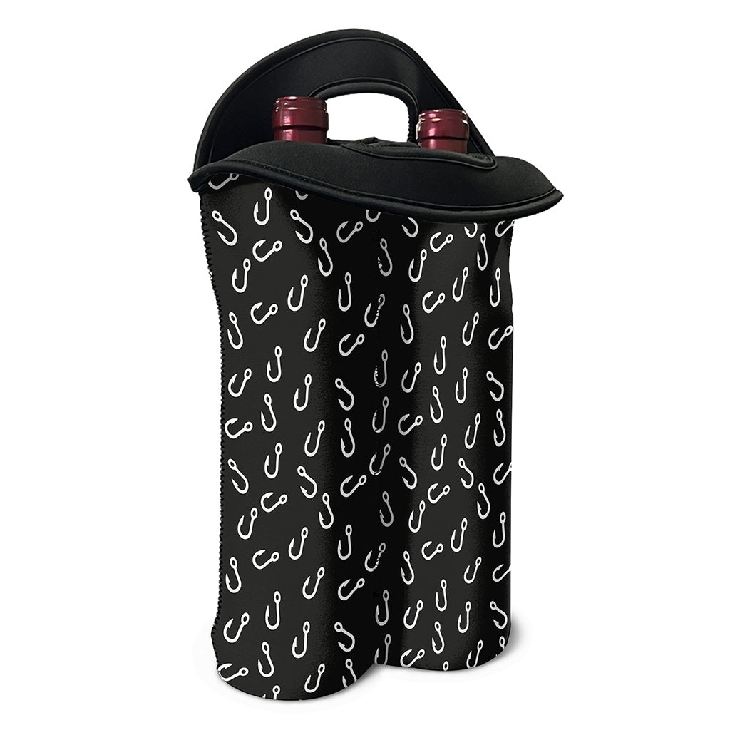 Fishing Hooks Pattern Print Double Neoprene Wine Tote