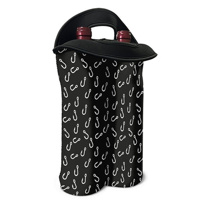 Fishing Hooks Pattern Print Double Neoprene Wine Tote
