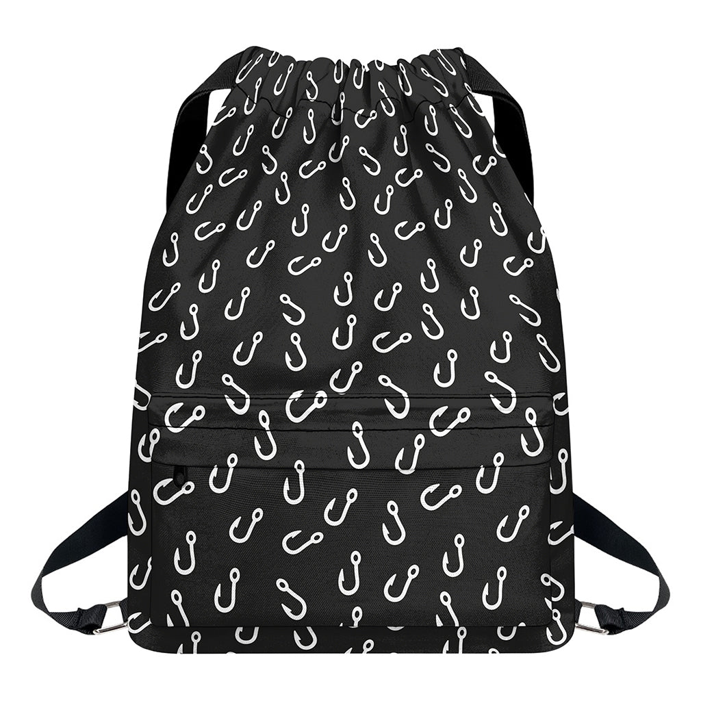 Fishing Hooks Pattern Print Drawstring Backpack