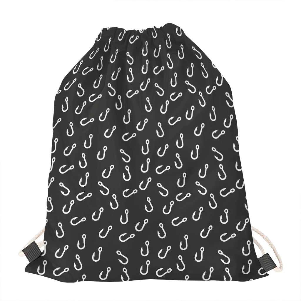 Fishing Hooks Pattern Print Drawstring Bag