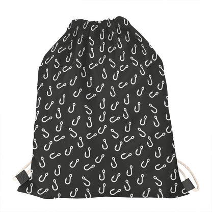 Fishing Hooks Pattern Print Drawstring Bag