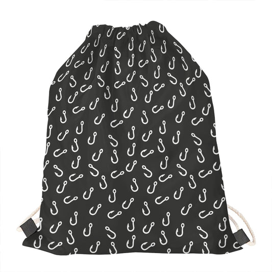 Fishing Hooks Pattern Print Drawstring Bag