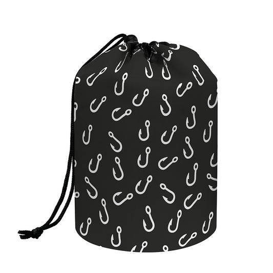 Fishing Hooks Pattern Print Drawstring Makeup Bag