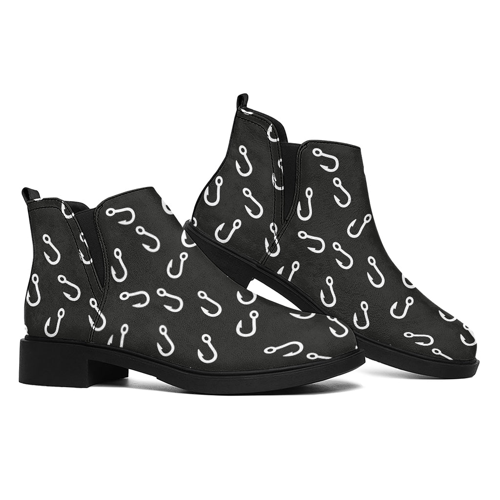 Fishing Hooks Pattern Print Flat Ankle Boots