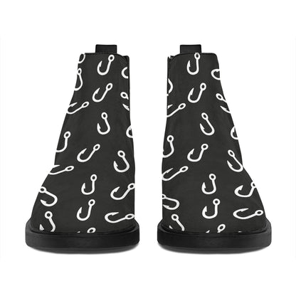 Fishing Hooks Pattern Print Flat Ankle Boots