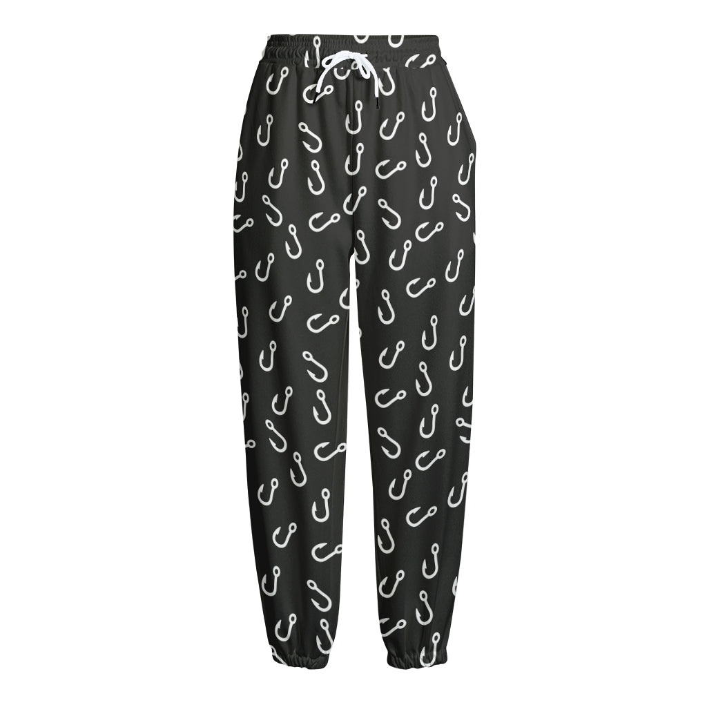 Fishing Hooks Pattern Print Fleece Lined Knit Pants