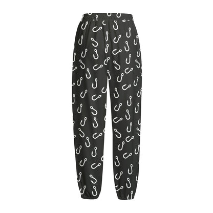 Fishing Hooks Pattern Print Fleece Lined Knit Pants