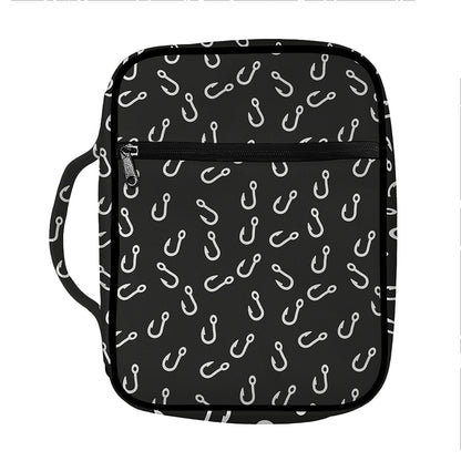 Fishing Hooks Pattern Print Front Pocket Bible Bag