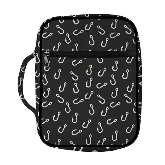 Fishing Hooks Pattern Print Front Pocket Bible Bag