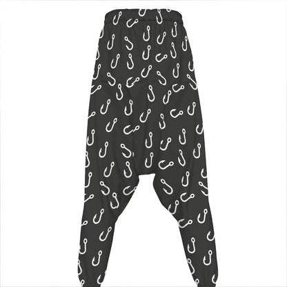 Fishing Hooks Pattern Print Hammer Pants