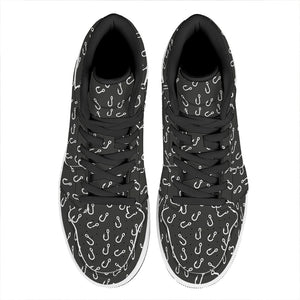 Fishing Hooks Pattern Print High Top Leather Sneakers