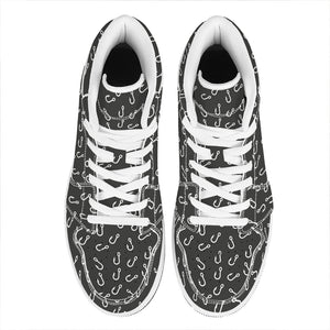 Fishing Hooks Pattern Print High Top Leather Sneakers