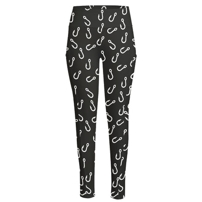 Fishing Hooks Pattern Print High-Waisted Pocket Leggings