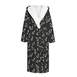 Fishing Hooks Pattern Print Hooded Bathrobe