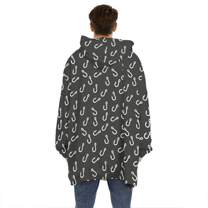Fishing Hooks Pattern Print Hoodie Blanket
