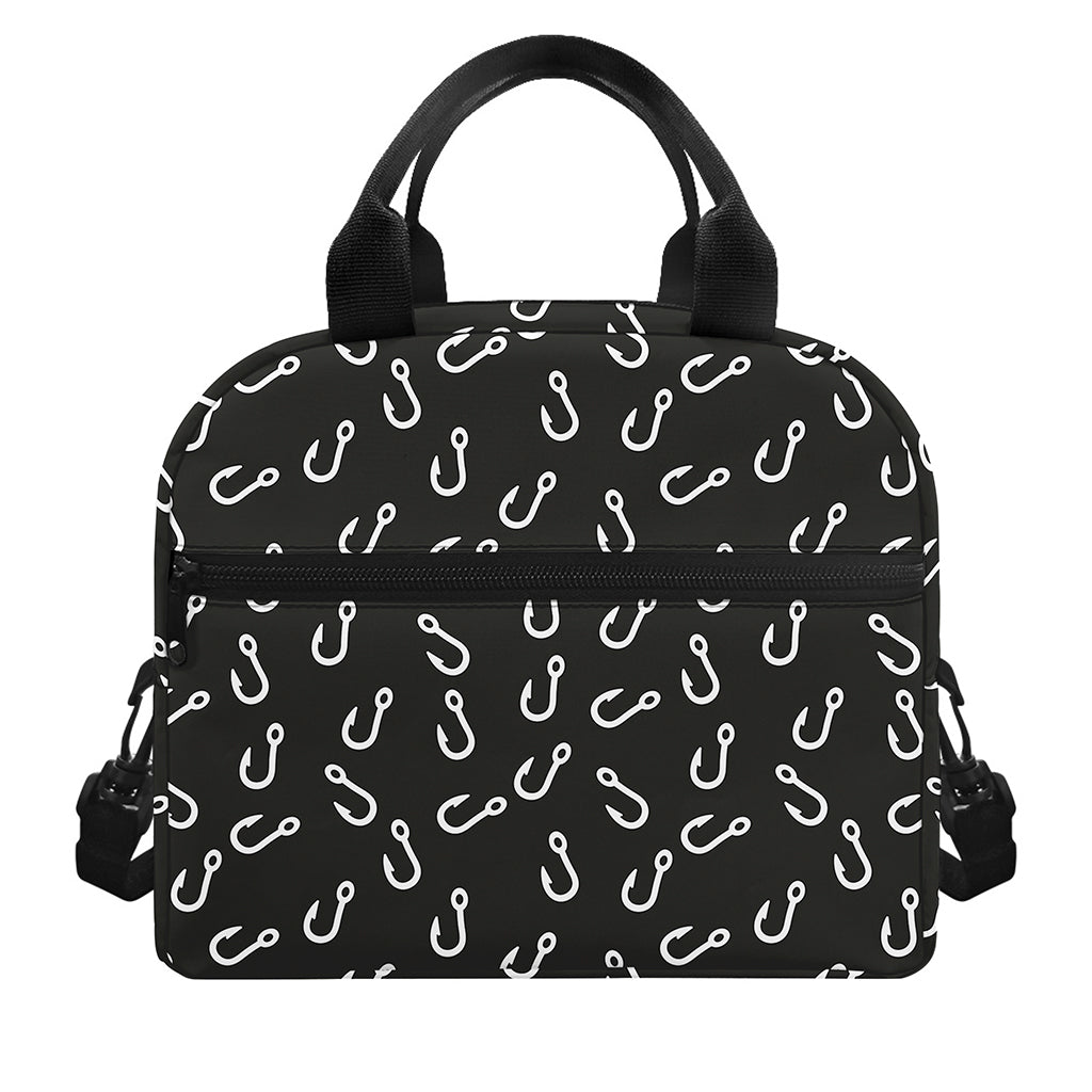 Fishing Hooks Pattern Print Insulated Lunch Bag