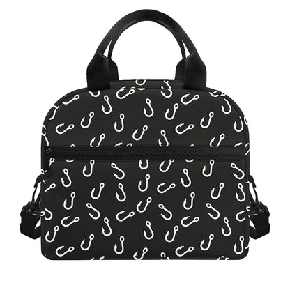 Fishing Hooks Pattern Print Insulated Lunch Bag