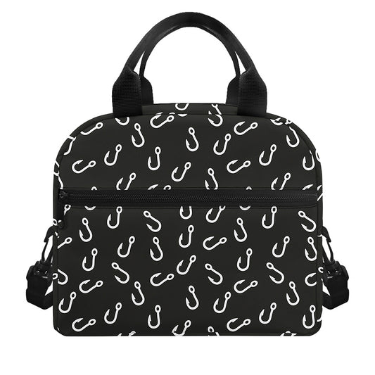 Fishing Hooks Pattern Print Insulated Lunch Bag