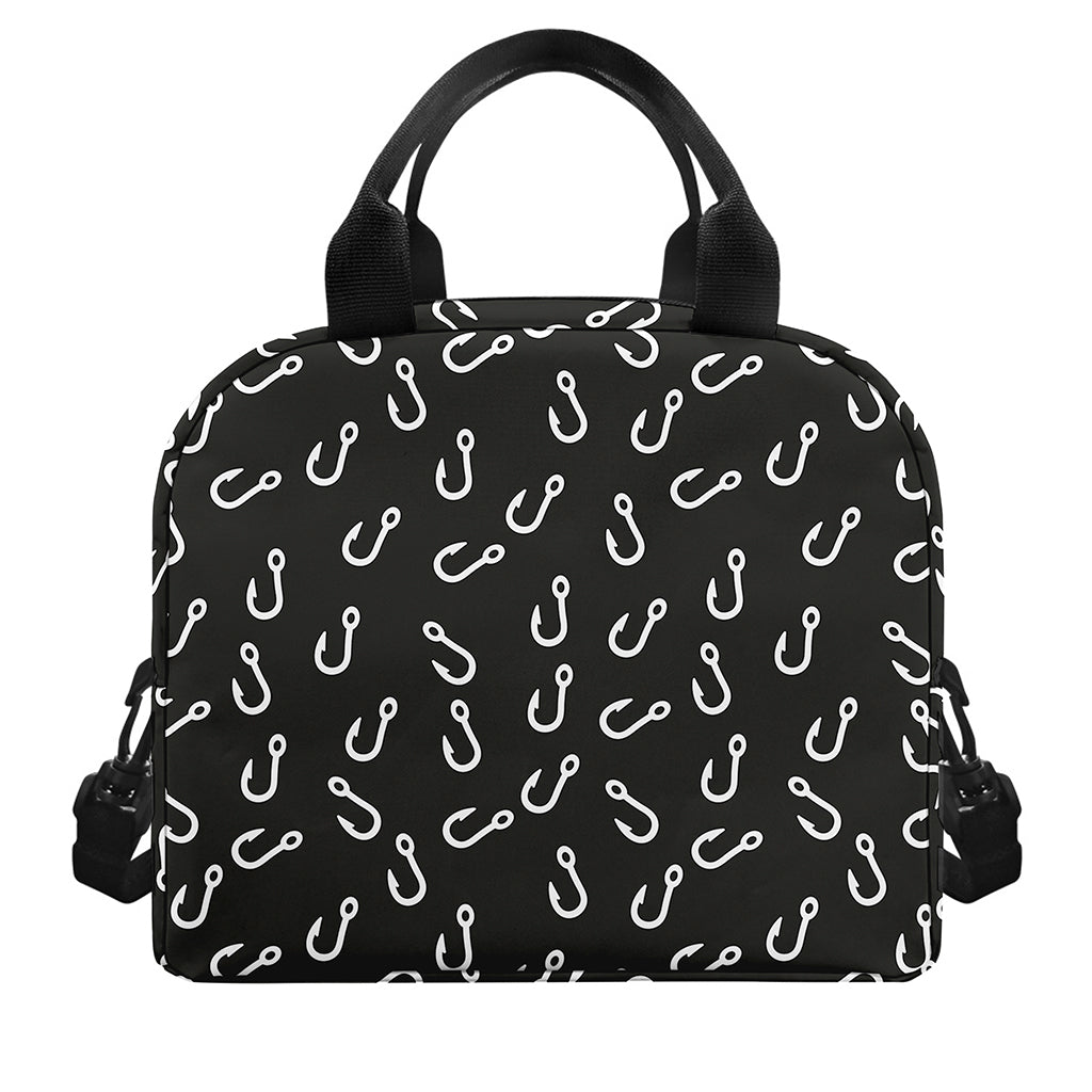 Fishing Hooks Pattern Print Insulated Lunch Bag