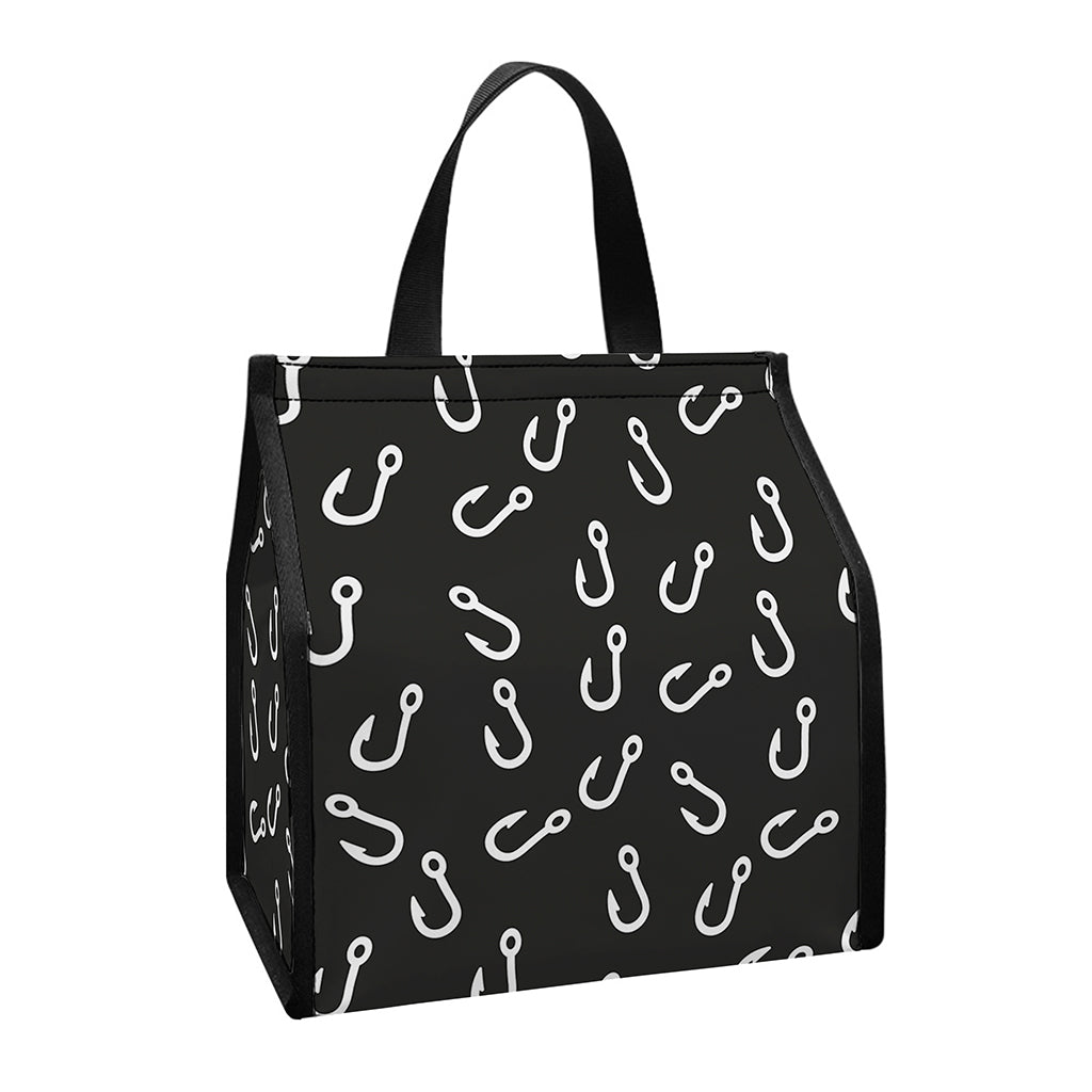Fishing Hooks Pattern Print Insulated Lunch Tote
