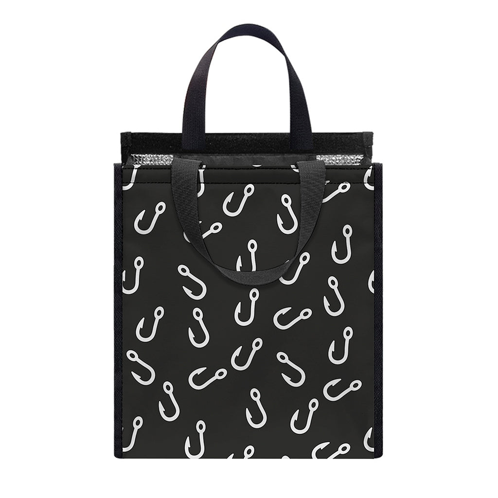 Fishing Hooks Pattern Print Insulated Lunch Tote