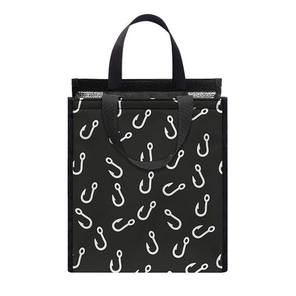 Fishing Hooks Pattern Print Insulated Lunch Tote