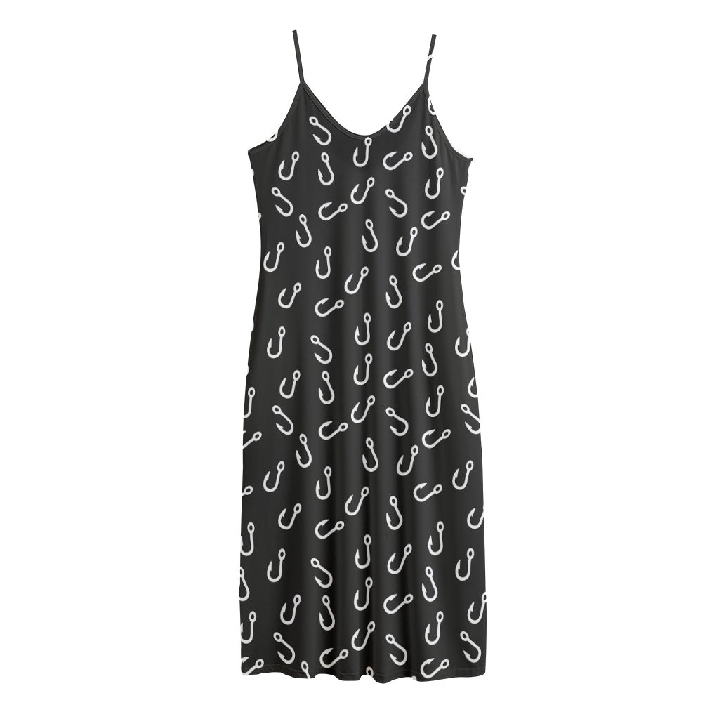 Fishing Hooks Pattern Print Jersey Midi Cami Dress