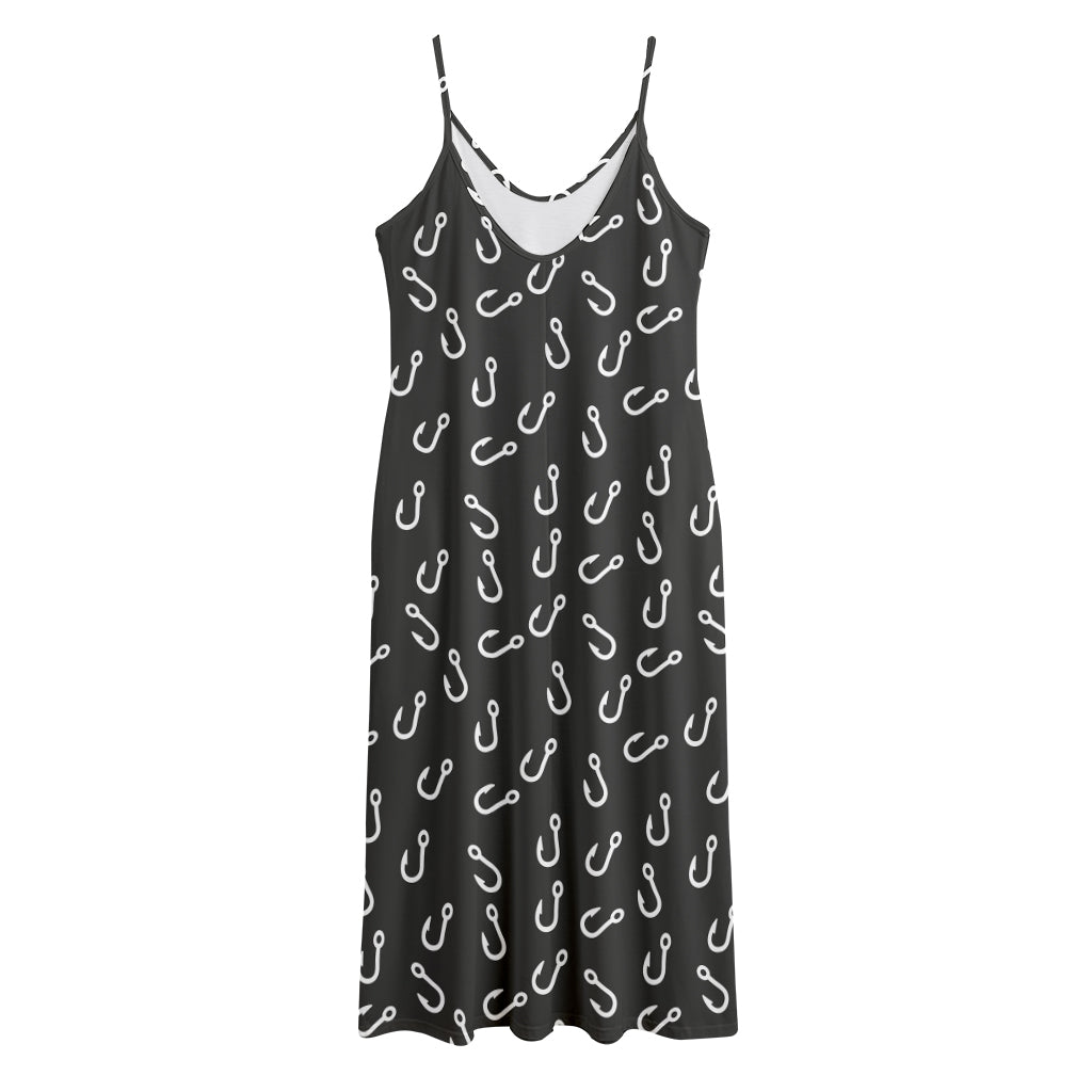 Fishing Hooks Pattern Print Jersey Midi Cami Dress