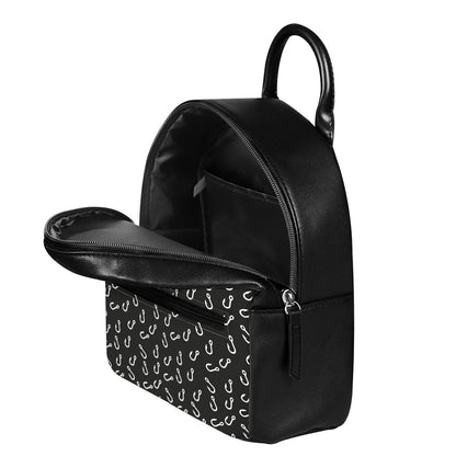 Fishing Hooks Pattern Print Leather Backpack