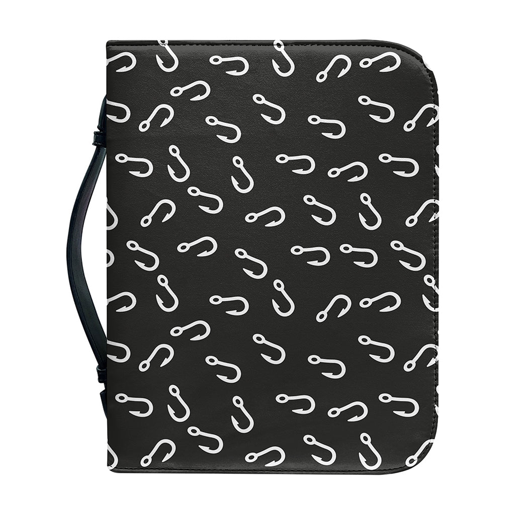 Fishing Hooks Pattern Print Leather Bible Cover