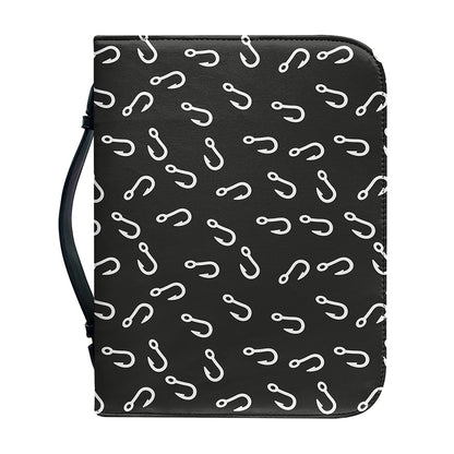 Fishing Hooks Pattern Print Leather Bible Cover