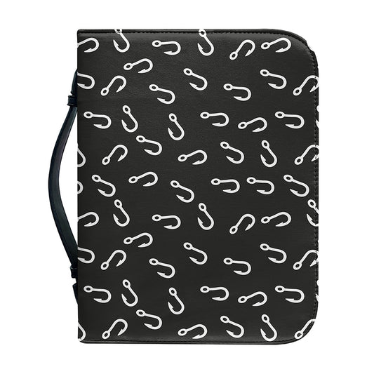 Fishing Hooks Pattern Print Leather Bible Cover