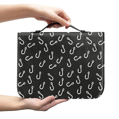 Fishing Hooks Pattern Print Leather Bible Cover