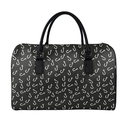 Fishing Hooks Pattern Print Leather Duffle Bag