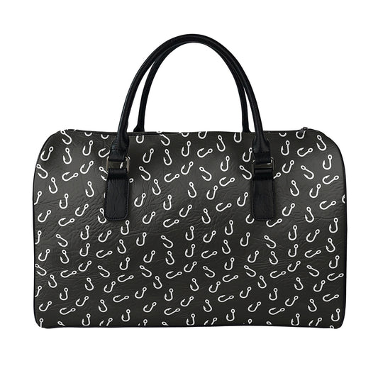 Fishing Hooks Pattern Print Leather Duffle Bag