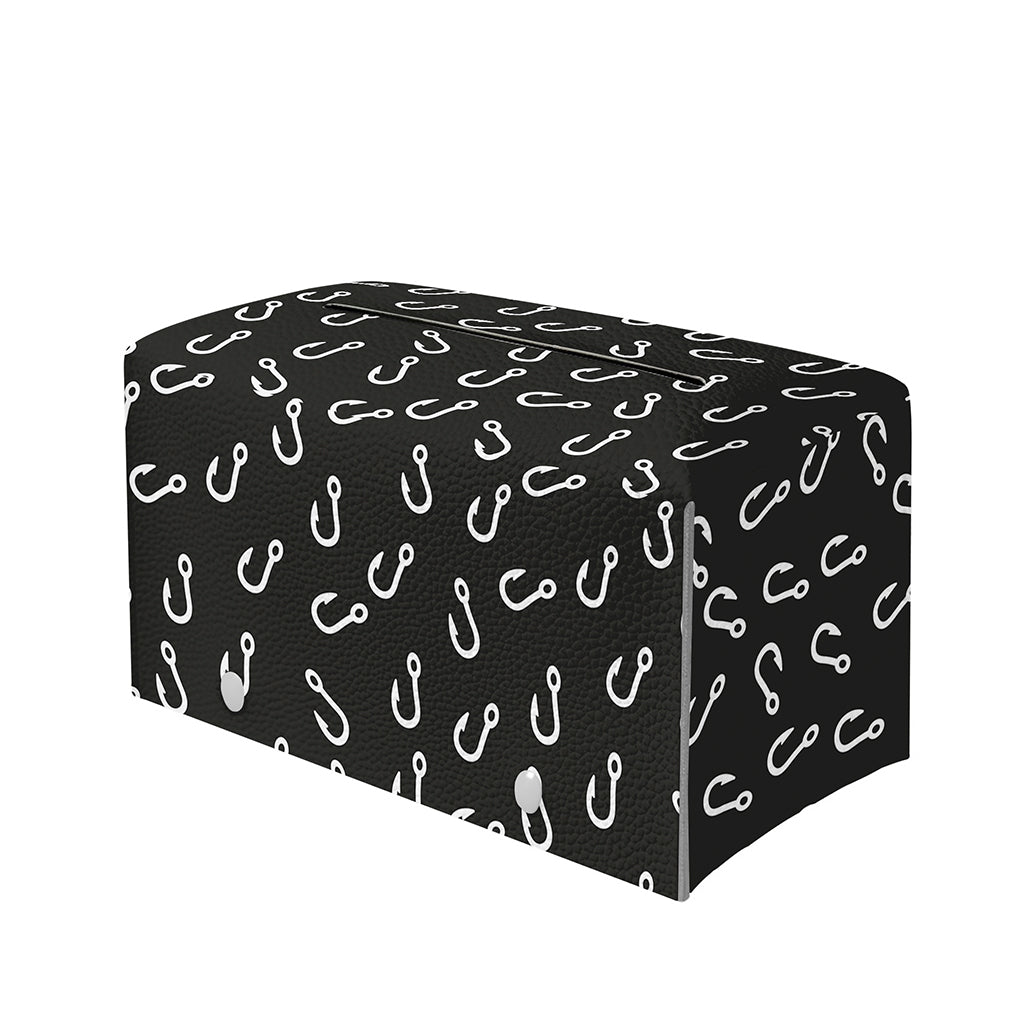 Fishing Hooks Pattern Print Leather Tissue Box Cover