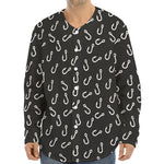 Fishing Hooks Pattern Print Long Sleeve Baseball Jersey