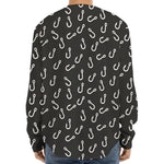 Fishing Hooks Pattern Print Long Sleeve Baseball Jersey