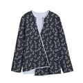Fishing Hooks Pattern Print Long Sleeve Short Coat