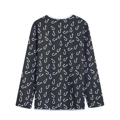 Fishing Hooks Pattern Print Long Sleeve Short Coat