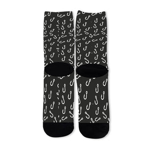 Fishing Hooks Pattern Print Long Socks