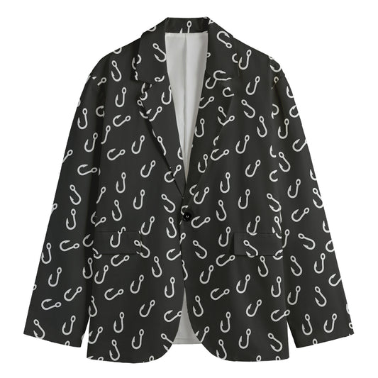 Fishing Hooks Pattern Print Men's Blazer