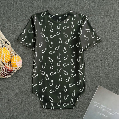 Fishing Hooks Pattern Print Men's Bodysuit