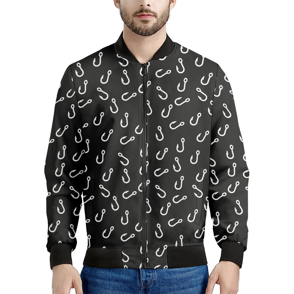 Fishing Hooks Pattern Print Men's Bomber Jacket