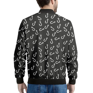 Fishing Hooks Pattern Print Men's Bomber Jacket