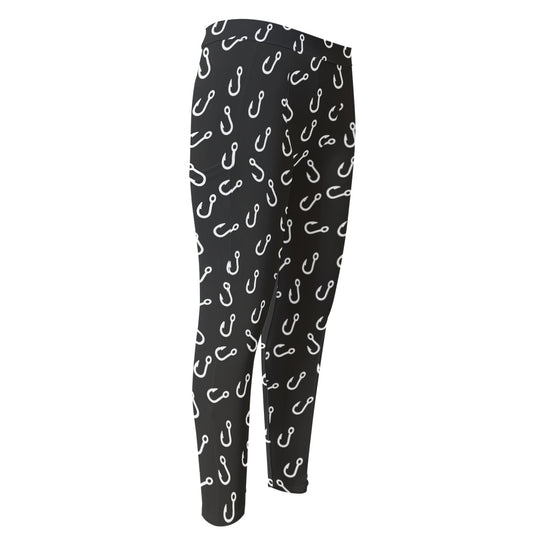 Fishing Hooks Pattern Print Men's Compression Pants