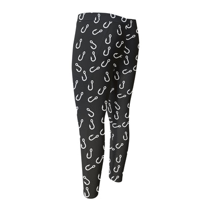 Fishing Hooks Pattern Print Men's Compression Pants
